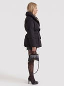 Perla | Women's Oversized Collar Tie Belt Long Sleeve Puffer Jacket