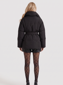 Perla | Women's Oversized Collar Tie Belt Long Sleeve Puffer Jacket
