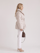 Perla | Women's Oversized Collar Tie Belt Long Sleeve Puffer Jacket
