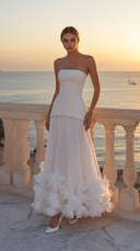 Prairie | Women's Corset Strapless Pleated Maxi Autumn Wedding Guest Dress