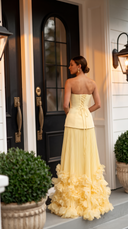 Prairie | Women's Corset Strapless Pleated Maxi Autumn Wedding Guest Dress