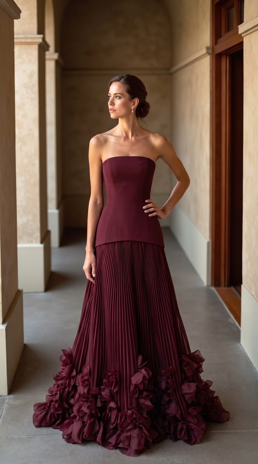 Prairie | Women's Corset Strapless Pleated Maxi Autumn Wedding Guest Dress