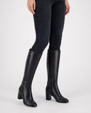 Priya | Women's Winter Round Toe Side Zip Block Heel Knee High Boots
