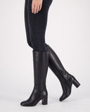 Priya | Women's Winter Round Toe Side Zip Block Heel Knee High Boots