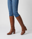 Priya | Women's Winter Round Toe Side Zip Block Heel Knee High Boots