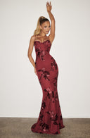 Quincy | Women's Sweetheart Neck Floral Embroidered Maxi Autumn Occasion Dress