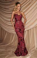 Quincy | Women's Sweetheart Neck Floral Embroidered Maxi Autumn Occasion Dress