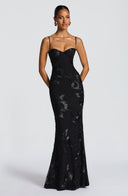 Quincy | Women's Sweetheart Neck Floral Embroidered Maxi Autumn Occasion Dress