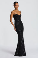 Quincy | Women's Sweetheart Neck Floral Embroidered Maxi Autumn Occasion Dress
