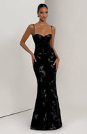 Quincy | Women's Sweetheart Neck Floral Embroidered Maxi Autumn Occasion Dress