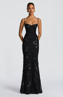 Quincy | Women's Sweetheart Neck Floral Embroidered Maxi Autumn Occasion Dress