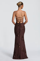 Quincy | Women's Sweetheart Neck Floral Embroidered Maxi Autumn Occasion Dress