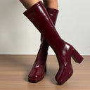 Raine | Women's Square Toe High Block Platform Heel Boots