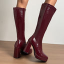 Raine | Women's Square Toe High Block Platform Heel Boots