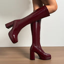 Raine | Women's Square Toe High Block Platform Heel Boots