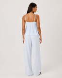 Raveena | Women's Striped Square Neck Button Front Pajama Set with Wide Leg Pants
