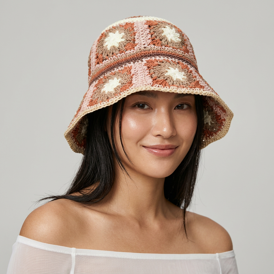 Riva | Women’s Floral Crochet Bucket Hat Vacation Beach