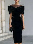Rory | Women's Short Sleeve Statement Bow Midi Dress