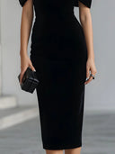 Rory | Women's Short Sleeve Statement Bow Midi Dress
