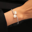 Rosanna | Women's Open Cuff Pearl Bangle Statement Bracelet