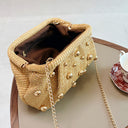 Rowana | Women’s Woven Studded Clutch Bag Crossbody Chain