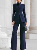 Roxana | Women's Tailored Blazer Vest Pleated Wide Leg Three Piece Suit Set
