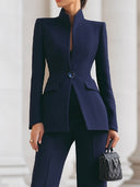 Roxana | Women's Tailored Blazer Vest Pleated Wide Leg Three Piece Suit Set