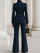 Roxana | Women's Tailored Blazer Vest Pleated Wide Leg Three Piece Suit Set