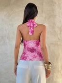 Sabrina | Women's Halter Ruffle Sleeveless Sheer Layered Party Top