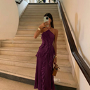 Samara | Women's Halter Neck Pleated Ruffle Maxi Dress