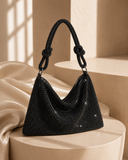 Sariah | Women's Rhinestone Knotted Strap Zip Top Evening Shoulder Bag