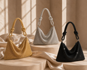 Sariah | Women's Rhinestone Knotted Strap Zip Top Evening Shoulder Bag