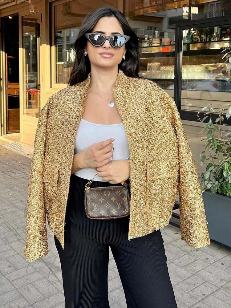 Scarlett | Women's Gold Sequin Jacket