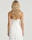 Sela | Women's Square Neck Wide Strap Draped Ruched Maxi Dress