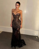 Serenity | Women's Strapless Lace Bustier Corset Maxi Dress