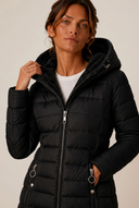 Shaina | Women's Hooded Zip Front Long Sleeve Long Puffer Coat