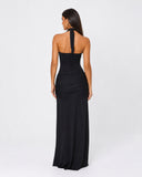 Shanay | Women's Ruched Halter Sweetheart Neck Maxi Dress
