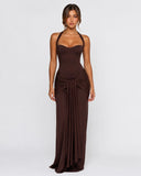 Shanay | Women's Ruched Halter Sweetheart Neck Maxi Dress