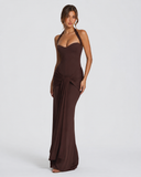 Shanay | Women's Ruched Halter Sweetheart Neck Maxi Dress