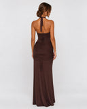 Shanay | Women's Ruched Halter Sweetheart Neck Maxi Dress