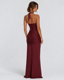 Shanay | Women's Ruched Halter Sweetheart Neck Maxi Dress