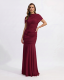 Shelby | Women's Ruched Mermaid Short Sleeve Maxi Wedding Guest Dress