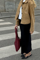 Shiloh | Women's Faux Suede Button Front Cropped Jacket