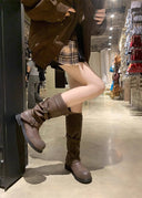 Shoshana | Women's Round Toe Double Buckle Strap Heel Boots