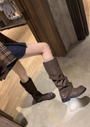 Shoshana | Women's Round Toe Double Buckle Strap Heel Boots
