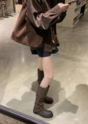 Shoshana | Women's Round Toe Double Buckle Strap Heel Boots