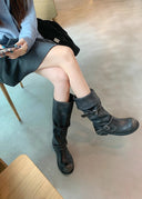 Shoshana | Women's Round Toe Double Buckle Strap Heel Boots