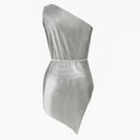 Sierrah | Women's Party One Shoulder Draped High Slit Metallic Mini Dress