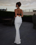 Sloane | Women's Sleeveless Backless Ruched Bodycon Maxi Dress