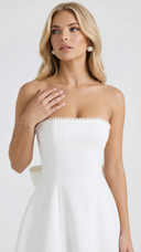 Solana | Women's Party Strapless Pearl Trim Side Bow Mini Dress